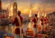 Haridwar – Har Ki Pauri: Priests and devotees performing the Aarti of Goddess Ganga on the banks of the river.