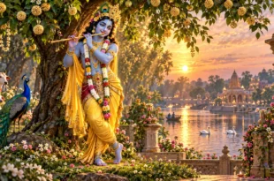 भगवान श्री कृष्ण कुंजबिहारी की मनमोहक त्रिभंग मुद्रा Aarti Kunj Bihari Ki के लिए