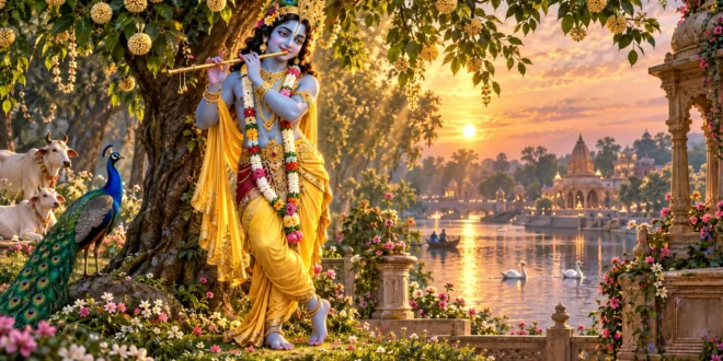 भगवान श्री कृष्ण कुंजबिहारी की मनमोहक त्रिभंग मुद्रा Aarti Kunj Bihari Ki के लिए