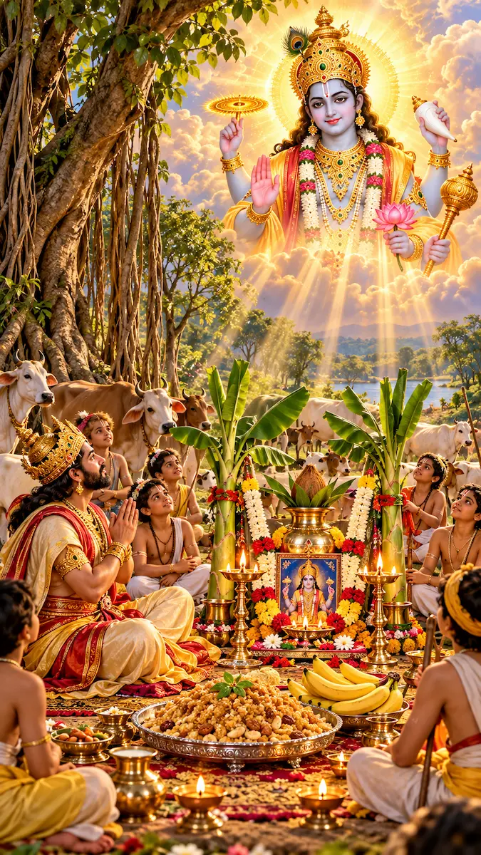 श्री सत्यनारायण जी की आरती - वन में ग्वाल-बालों संग राजा तुंगध्वज की भक्ति व प्रभु कृपा