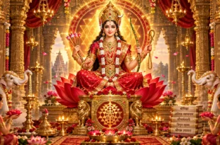 ललिता माता की आरती - माँ ललिता त्रिपुर सुंदरी श्रीयंत्र पर विराजमान दिव्य रूप में