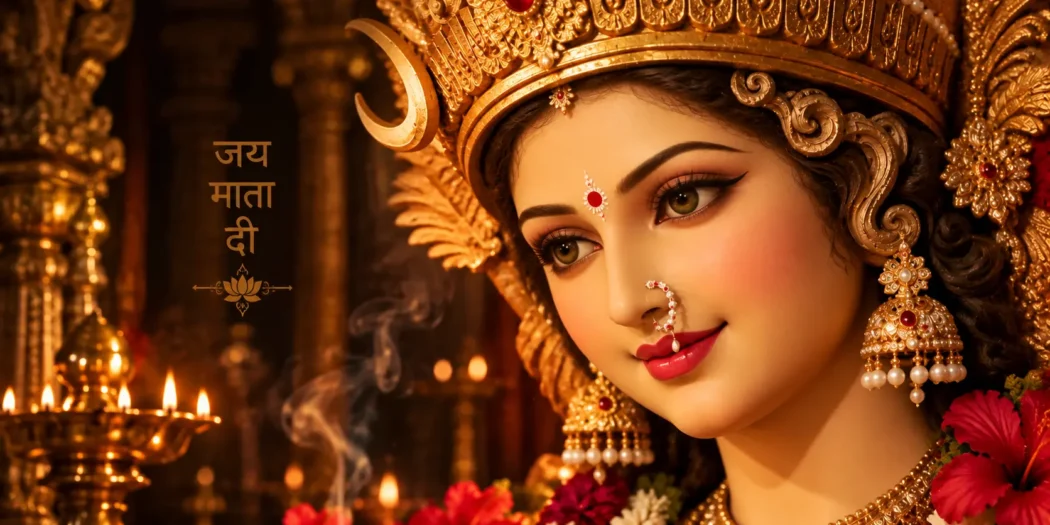माँ दुर्गा का सुंदर चेहरा और जय माता दी devotional image