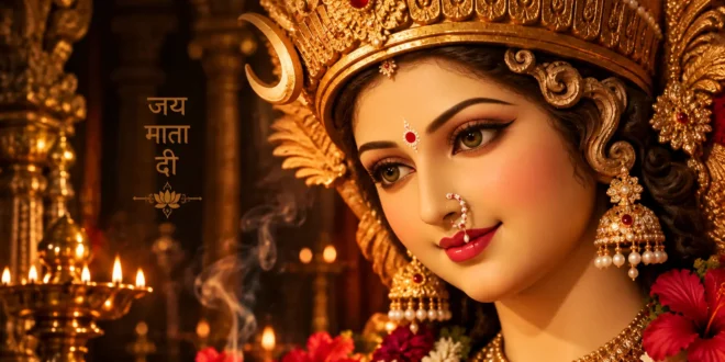 माँ दुर्गा का सुंदर चेहरा और जय माता दी devotional image