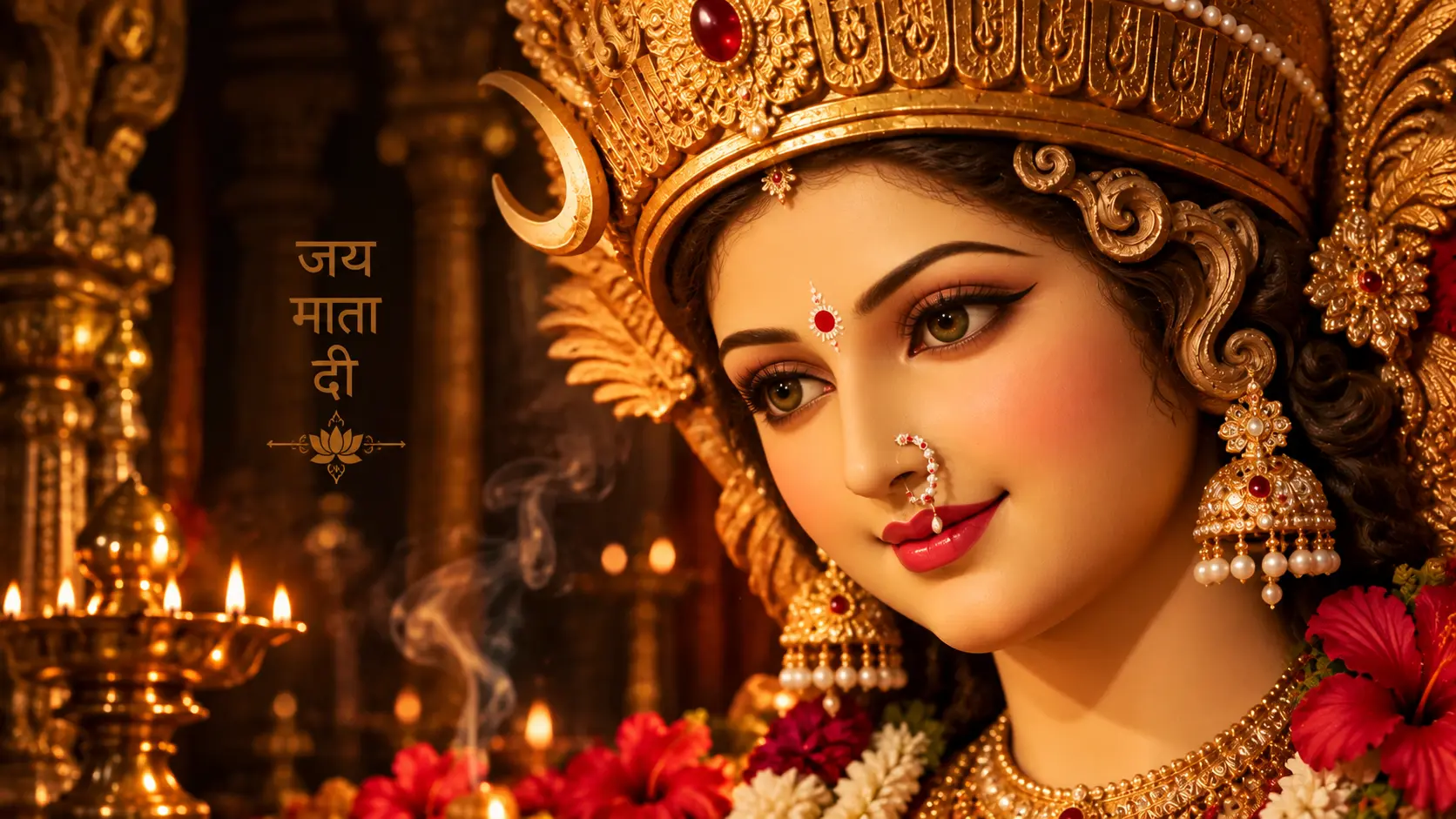 माँ दुर्गा का सुंदर चेहरा और जय माता दी devotional image