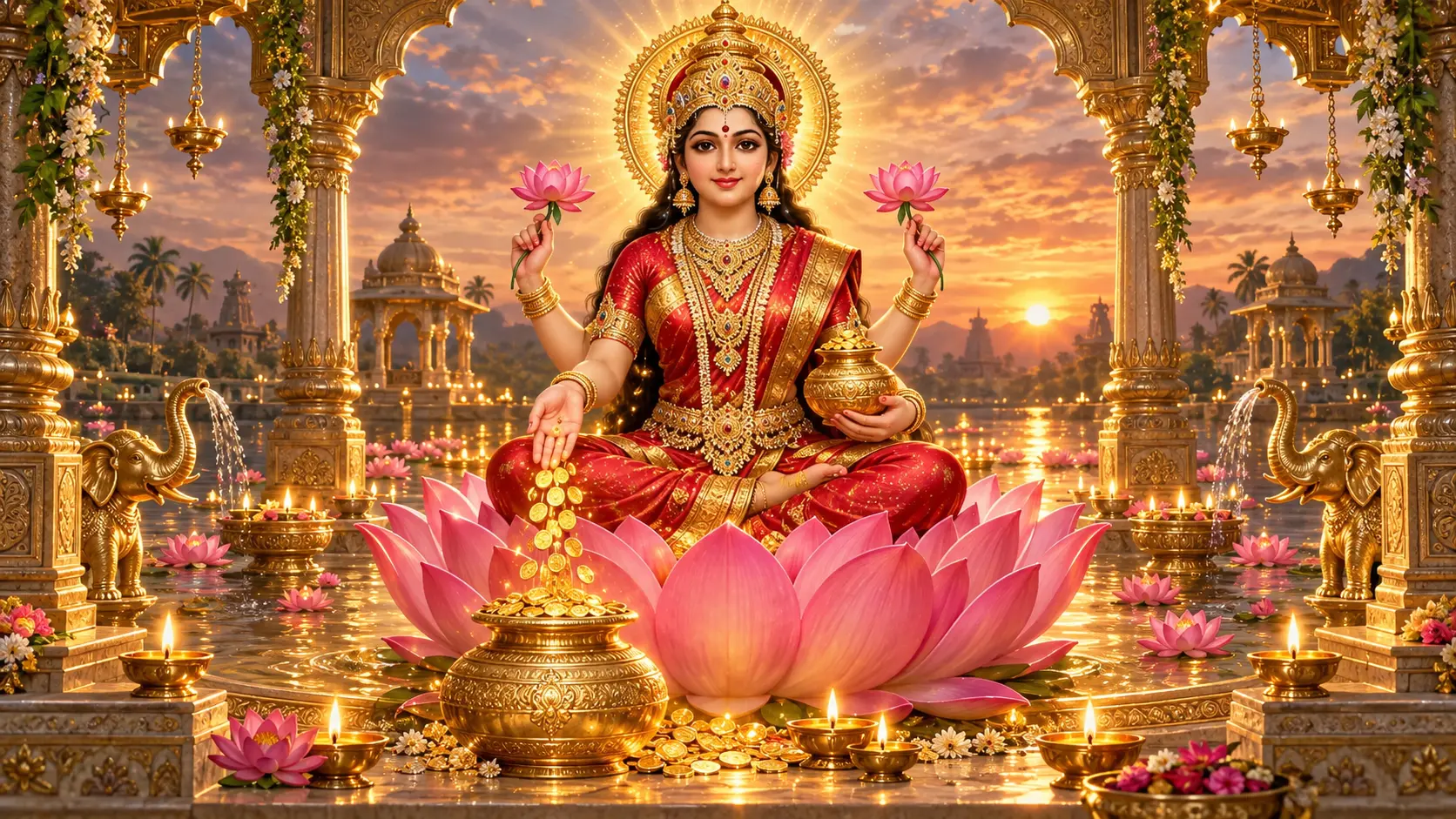 ॐ जय लक्ष्मी माता: धन, ऐश्वर्य और सौभाग्य प्रदाता भगवती महालक्ष्मी का पावन स्वरूप।
