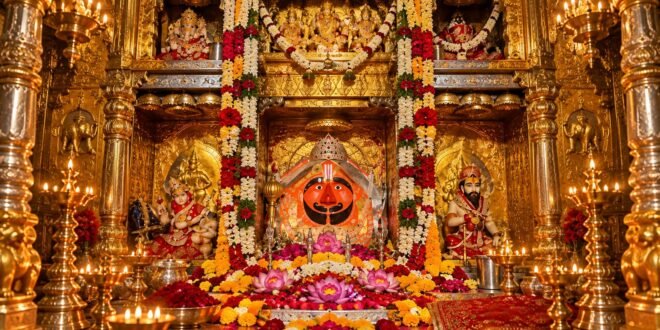 Divine idol of Lord Salasar Balaji with beard mustache and sacred akhand dhuna