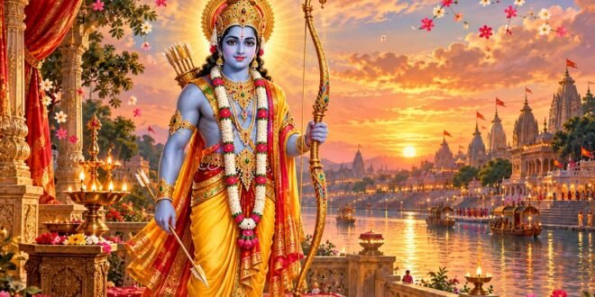 श्री रामचन्द्र जी की स्तुति - धनुर्धारी प्रभु श्री रामचन्द्र जी का दिव्य व करुणामयी स्वरूप