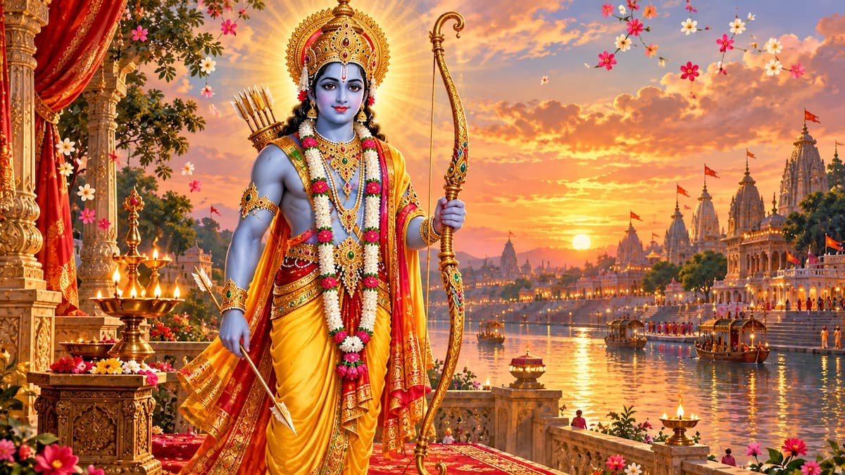 श्री रामचन्द्र जी की स्तुति - धनुर्धारी प्रभु श्री रामचन्द्र जी का दिव्य व करुणामयी स्वरूप
