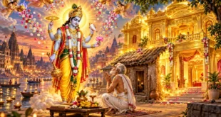सत्यनारायण जी की आरती - भगवान सत्यनारायण का वृद्ध ब्राह्मण को दर्शन व वरदान