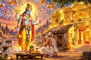 सत्यनारायण जी की आरती - भगवान सत्यनारायण का वृद्ध ब्राह्मण को दर्शन व वरदान