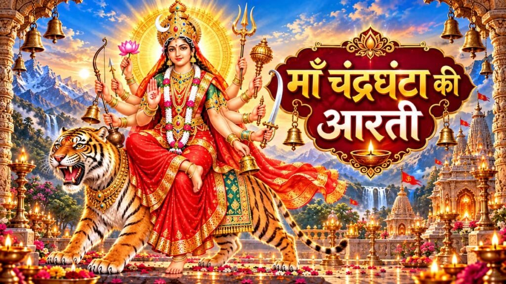 माँ चंद्रघंटा की आरती (Maa Chandraghanta Ki Aarti) तृतीय नवरात्र निर्भयता व दसभुजा स्वरूप