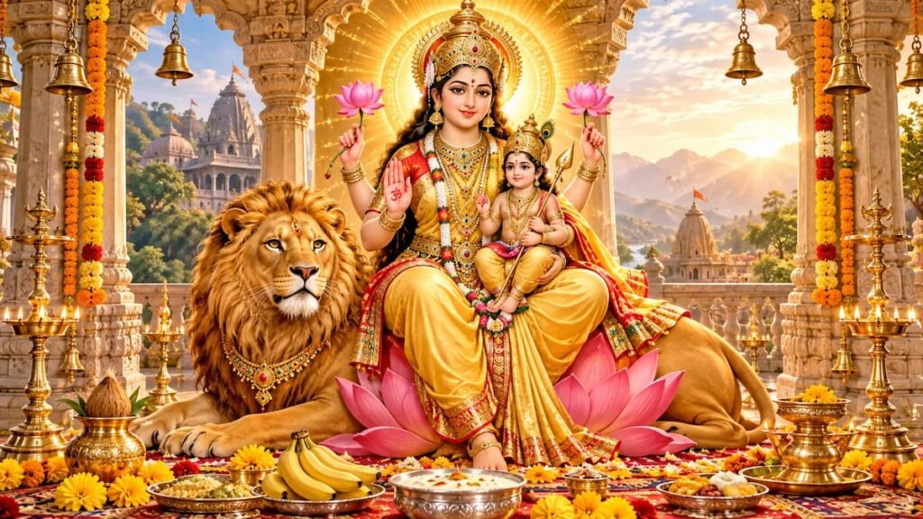 माँ स्कंदमाता की आरती (Maa Skandamata Ki Aarti) पंचम नवरात्र पद्मासना स्वरूप व बाल स्कंद