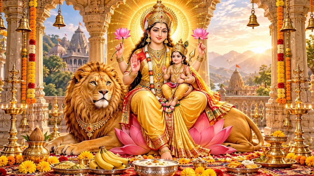 माँ स्कंदमाता की आरती (Maa Skandamata Ki Aarti) पंचम नवरात्र पद्मासना स्वरूप व बाल स्कंद